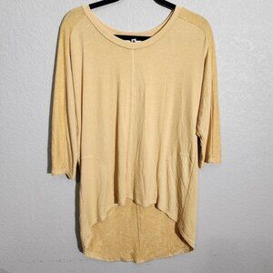 Earthbound Trading Co Womens Oversized High-Low Hem Mustard Yellow Knit Top L